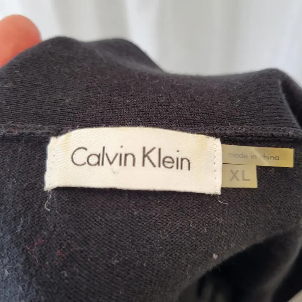 Calvin Klein Black 3/4 Sleeve Open Cap Shrug Cropped Sweater, L